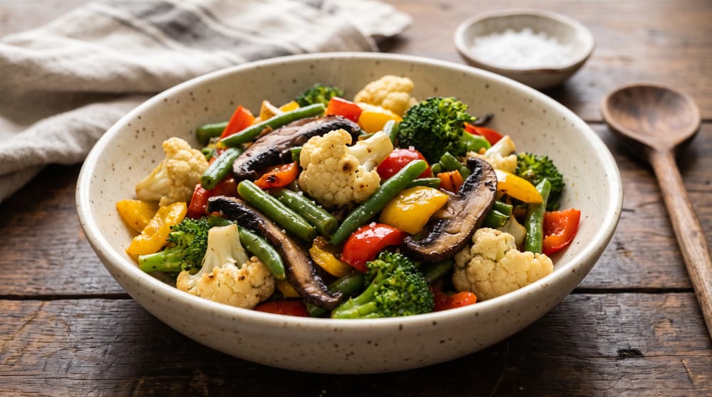 Stir-fried vegetables in a bowl